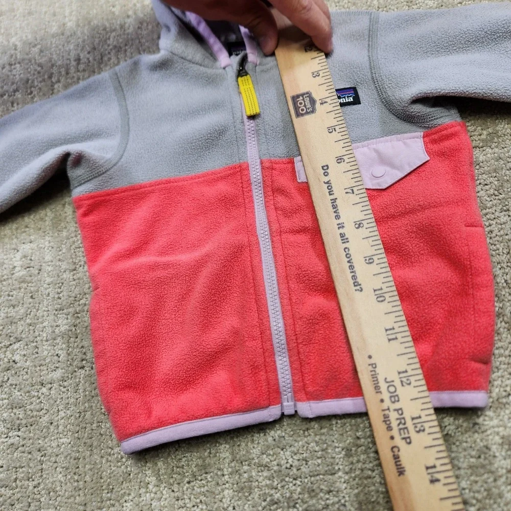 Patagonia Baby Micro D Snap-T Hooded Fleece Jacket Pink Gray 3-6M 60155